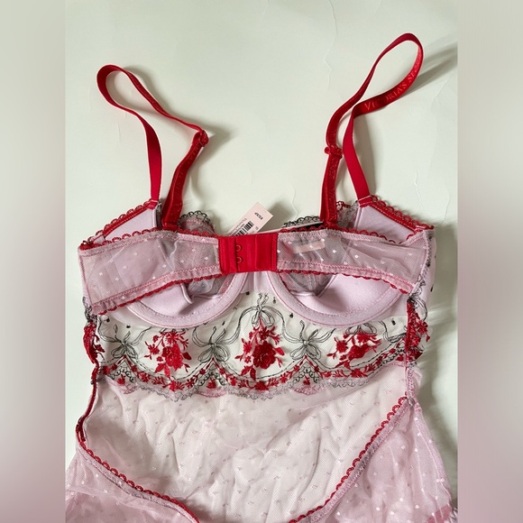NWT Victoria's Secret Rosebud Dot Wicked Teddy Pink Lace Bodysuit XS Lingerie - Picture 5 of 7